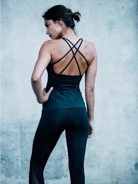 Montiel Black Strappy Back Activewear Camisole